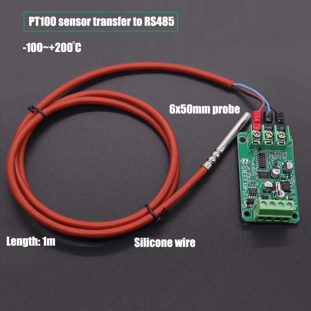 Transferencia del sensor de temperatura K, PT100, PT1000 a RS485, módulo de adquisición de temperatura del termopar RTD de 4-20mA