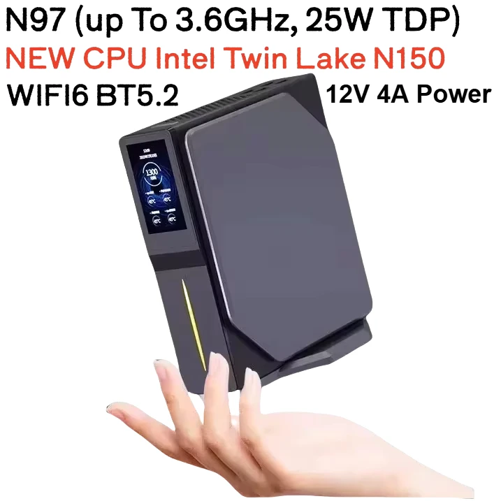 SZBOX S1 Intel N150 N97 (up To 3.6GHz, 25W TDP) MINI PC WIFI6 BT5.2 Wins11Pro DDR4 3200MHz 16GB 512GB RGB Light Gaming Computer