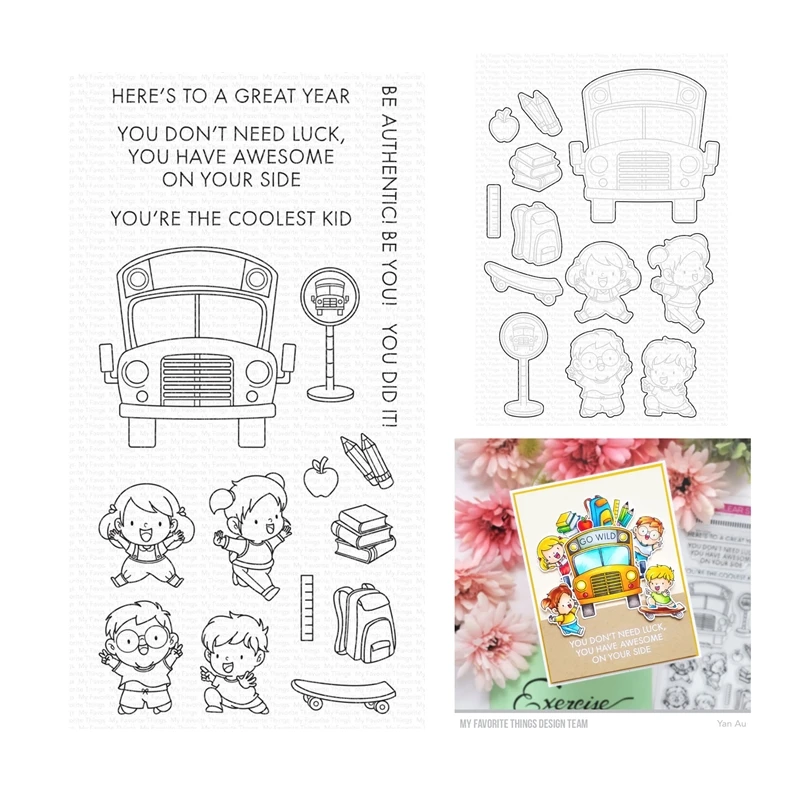 New 2022 August School Is Cool Clear Stamps Cutting Dies Scrapbooking for Paper Making Embossing Frames Card Set