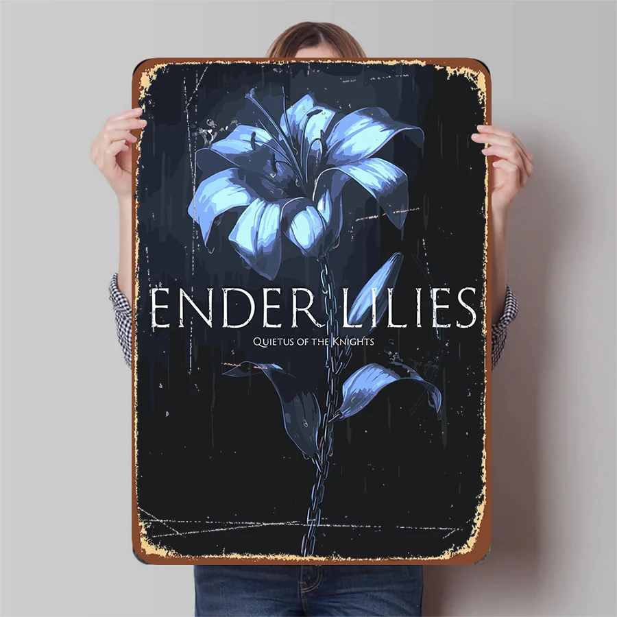 Ender Lilies Quietus of the Knights Game Poster Metal Wall Art Decor for Home Office Living Room Gift for Gamers
