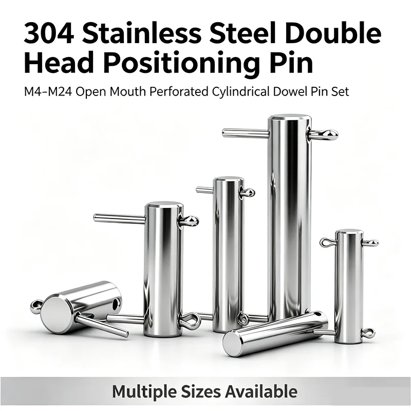 M4-M24 304 Stainless Steel Double Head Positioning Pin Open Mouth Perforated Cylindrical Dowel Pin Set