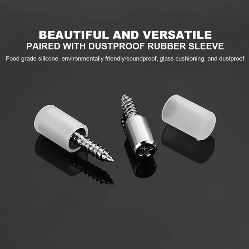 MAKE-100PCS Tornillo transversal autorroscante de soporte fijo, clavos de partición de vidrio para armario, con funda de goma