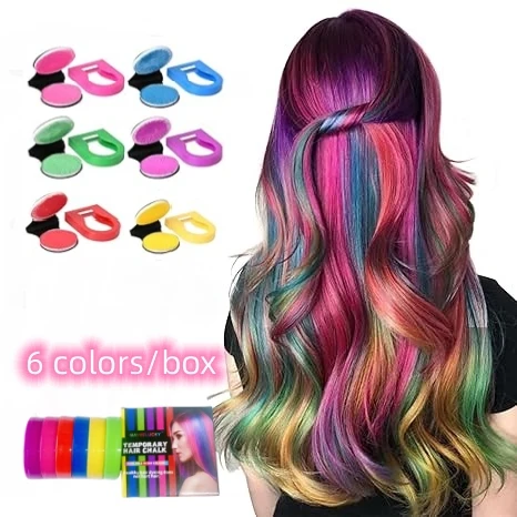 6colors/box Disposable Hair Chalk Powder Temporary Hair Color Spray Pastel Salon Styling Tool Hair Dye Color Paint