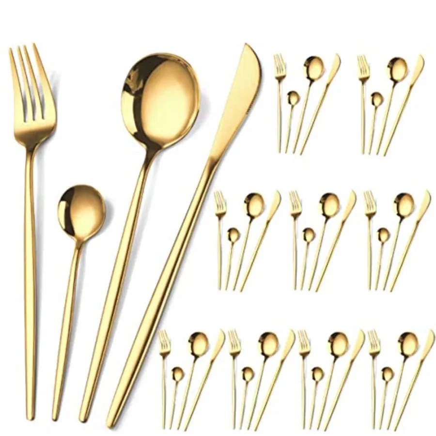

Stainless Steel Cutlery Set: 40 Pieces Dinner Cutlery - Tableware Cutlery Utensils with Forks/Spoon