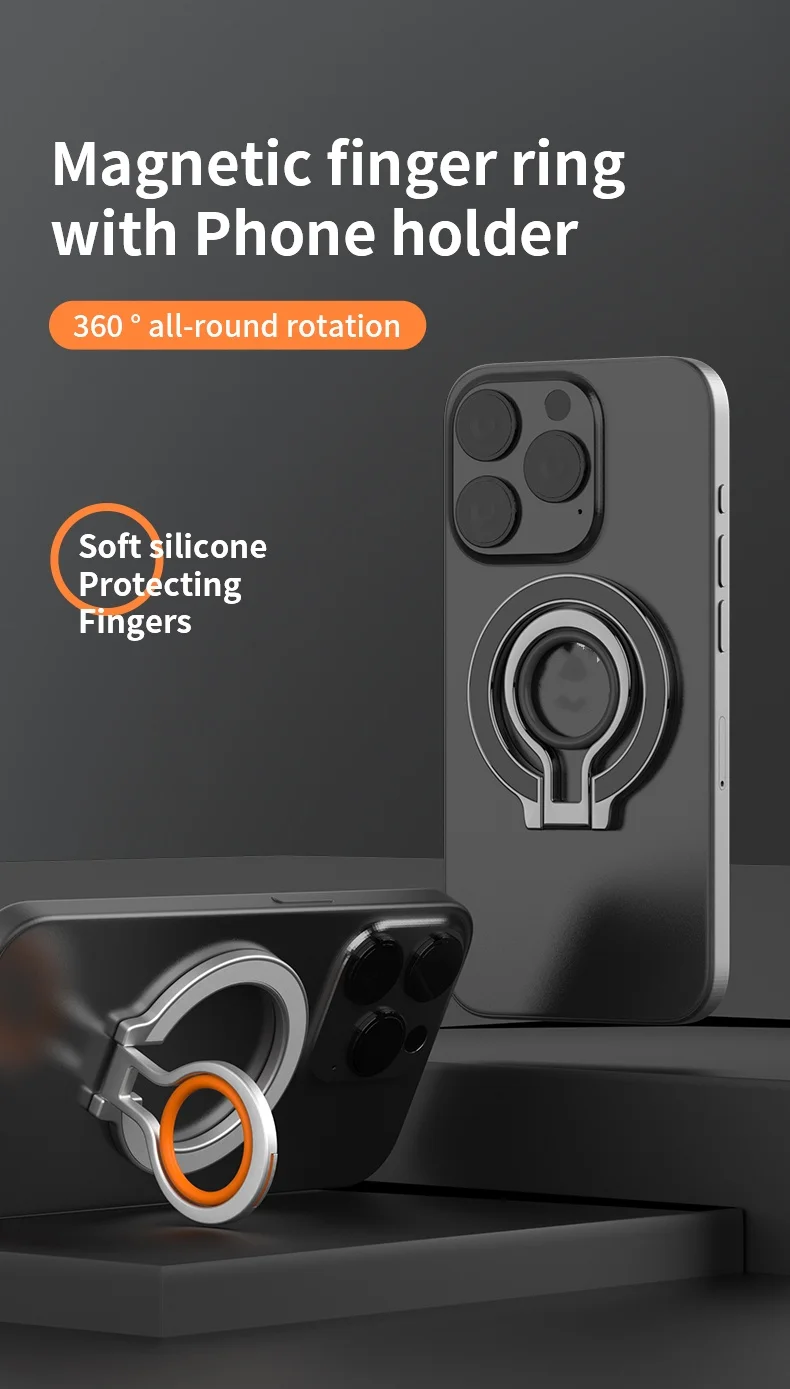 Handy Metall 360° ° Rotations-Fingerring, starker Magnetständer für Magsafe, zusammenklappbarer Magnethalter für iPhone 16, 15, 14, Samsung – Detail 1