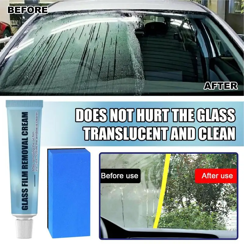 Car Glass Oil Film Cleaner With Sponge Water Mark Cleaning Agent Oil Film Removal Cream For Car Window Clear Vision Dropship