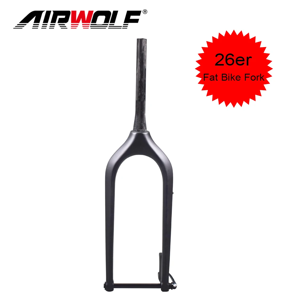AIRWOLF Carbon Fork Mtb 26 Rigid Fork Carbon Mountain Bike Forks Steer Tube 28.6mm Matte Glossy Disc Rotor 160mm Fat Bike Fork