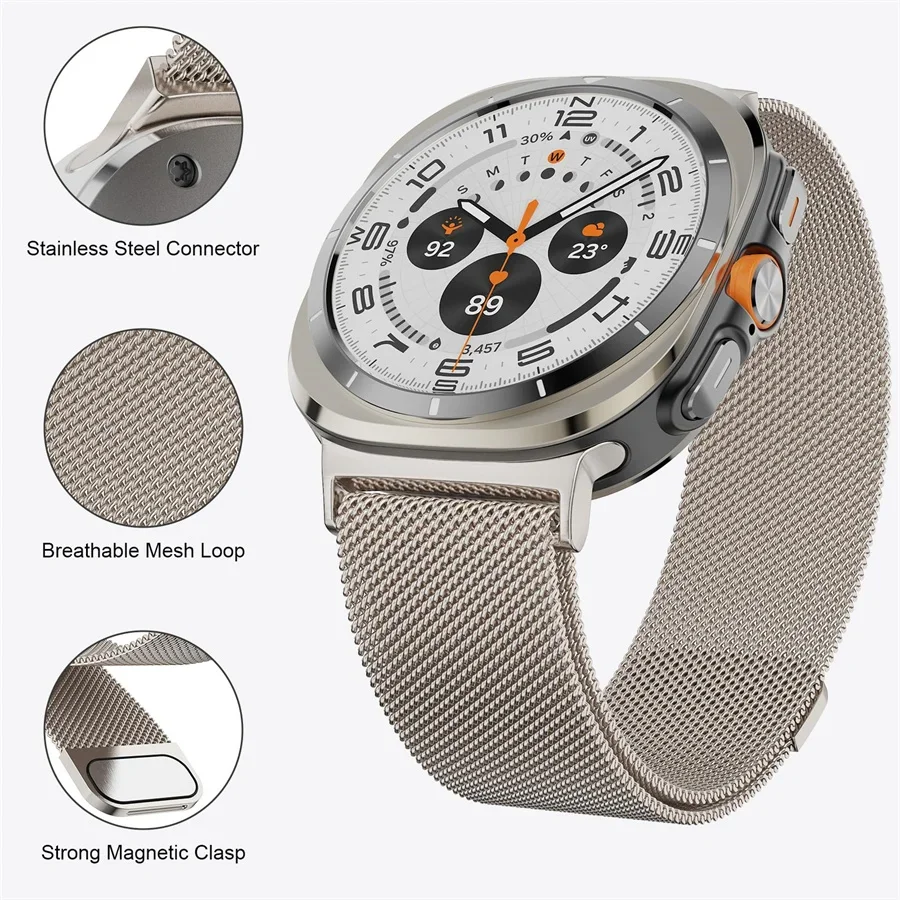 Milanese Loop band for Samsung Galaxy Watch 7 Ultra 47mm Stainless Steel No Gap Magnetic Bracelet 7Ultra Watch Strap Accessories