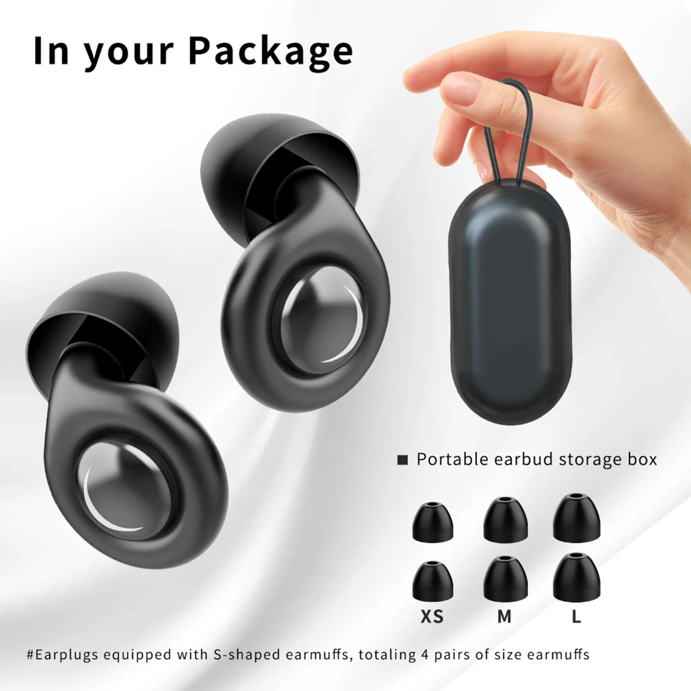 Reusable Silicone Snore Blocker Ear Plug with 10 Eartips & Carrying Case Noise Cancelling Ear Plugs for Sleep Deep Focus Travel