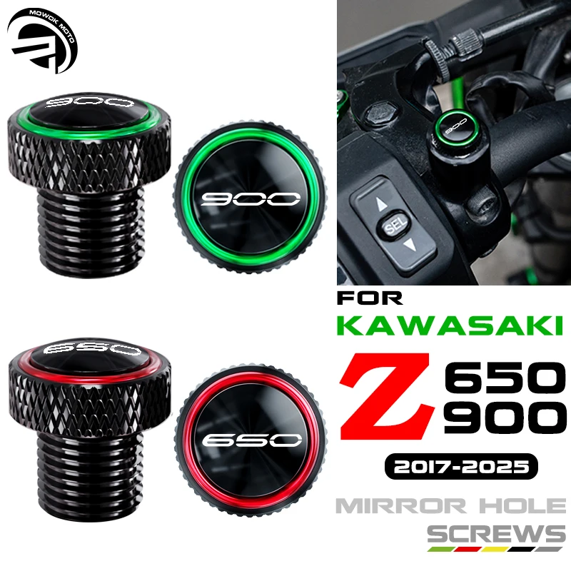 

For Kawasaki Z900 2025 Z650 Z 900 650 ABS SE 2017-2025 2024 Motorcycle Accessories Aluminum Mirror Hole Plugs Screws Bolts