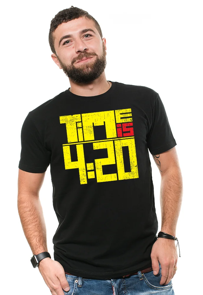 

4:20 Funny Marijuana Weed Ganja Cannabis T-Shirt 100% Cotton O-Neck Summer Short Sleeve Casual Mens T-shirt Size S-3XL