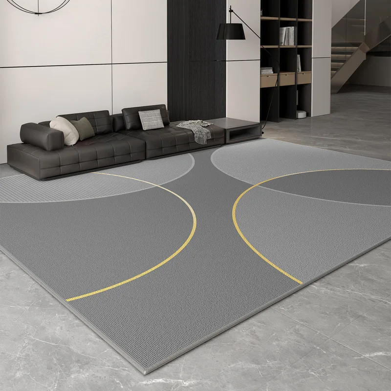 Nordic Minimalist Large Area Full Coverage Living Room Rug Soft Crystal Velvet Stain Resistant Easy Clean Non-slip Floor Mat Hom