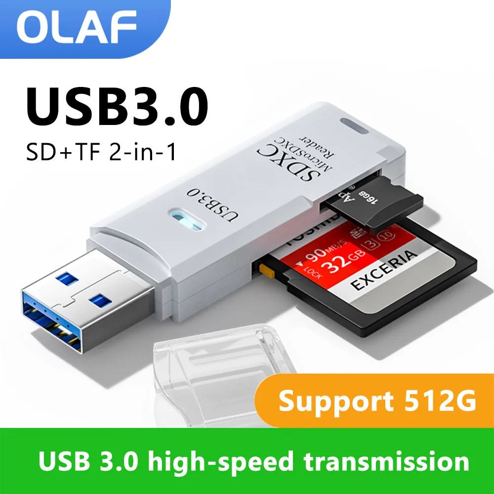 Olaf 2 in 1 USB 3.0 Card Reader Micro sd card Reader usb adapter High Speed Cardreader TF Memory card For PC Laptop Accessories