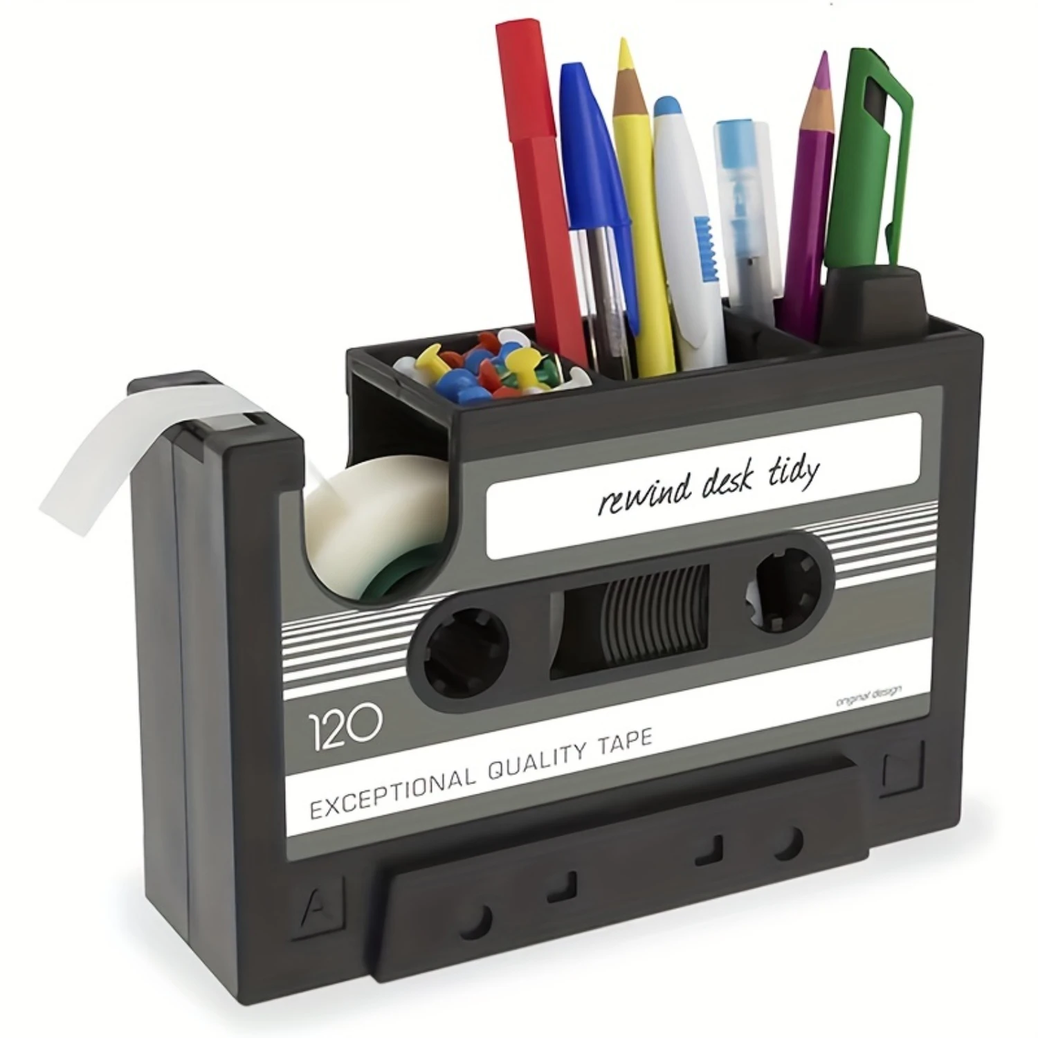 Tape Dispenser With Pen Holder, The Retro Cassette Tape Dispenser (Does Not Include Accessory) image 2