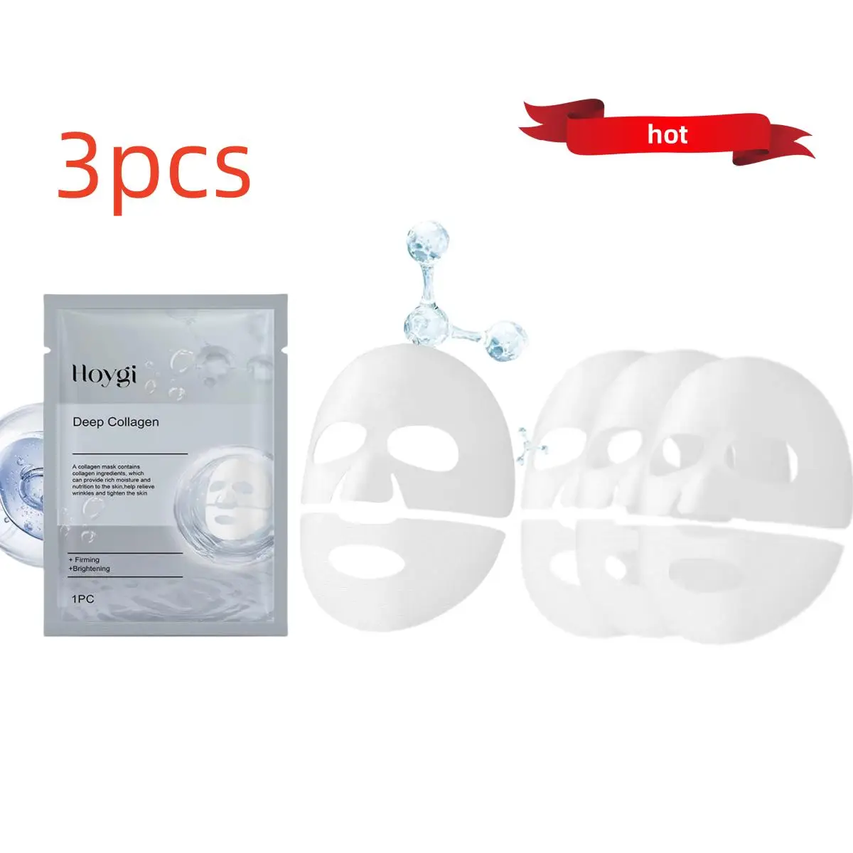 3pcs Collagen Anti Wrinkle Facial Mask Fade Face Fine Line Lift Firm Skin Anti-Aging Moisturizing Brighten Skin Care Cosmetics