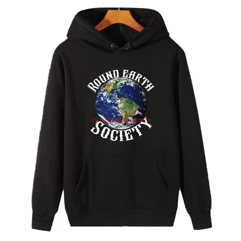 Round Earth Society Poster Graphic Hooded Sweatshirts New In Hoodies & Sweatshirts Men's Essentials Winter Thick Sweater Hoodie