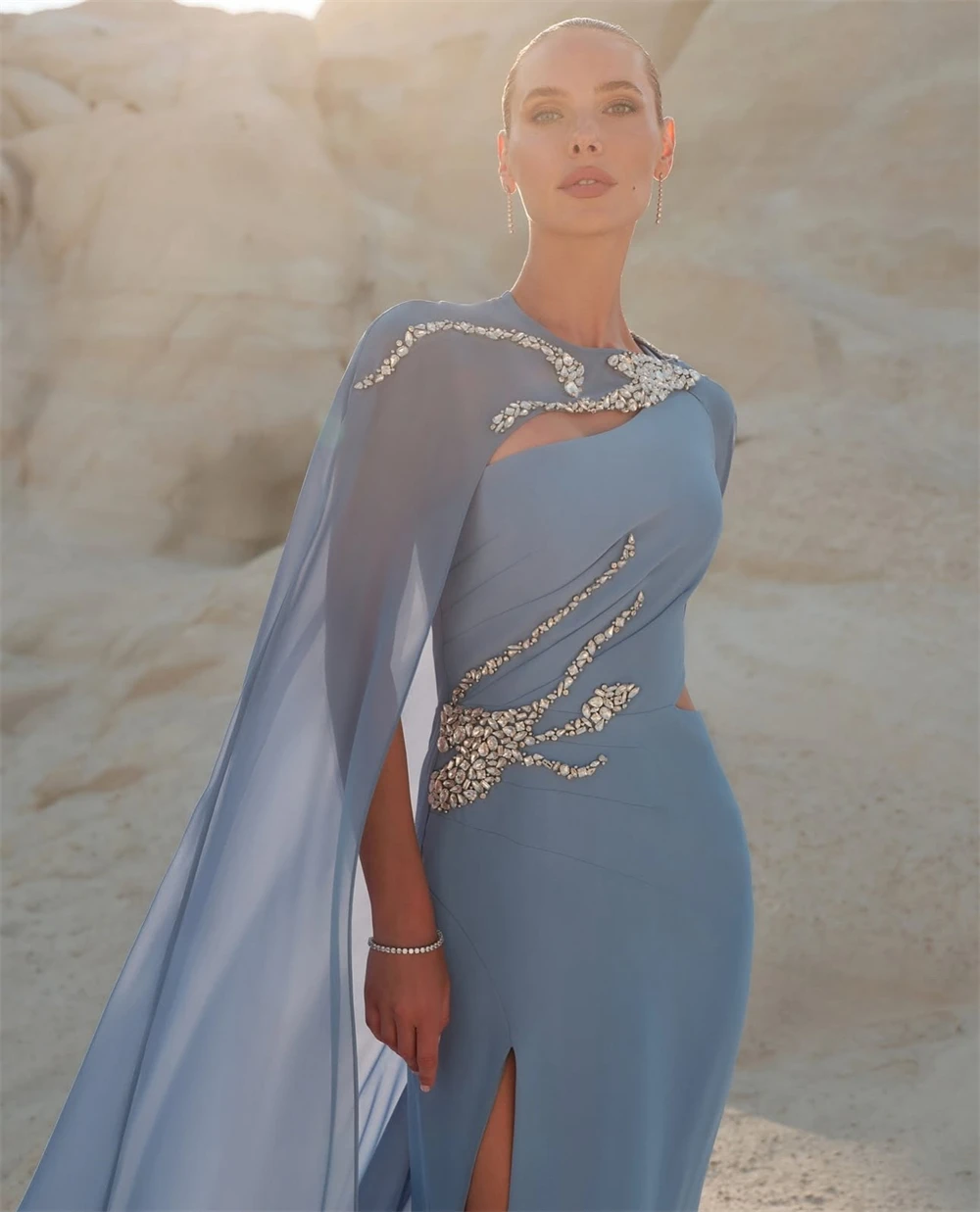 

Customized Fashion Chiffon Evening Dresses Exquisite One Shoulder Sleeveless Celebrity Gowns Romantic Special Occasion Gowns