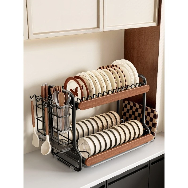 Stainless steel dish storage rack, countertop multi-function for storing dishes, chopsticks, plates, draining basket
