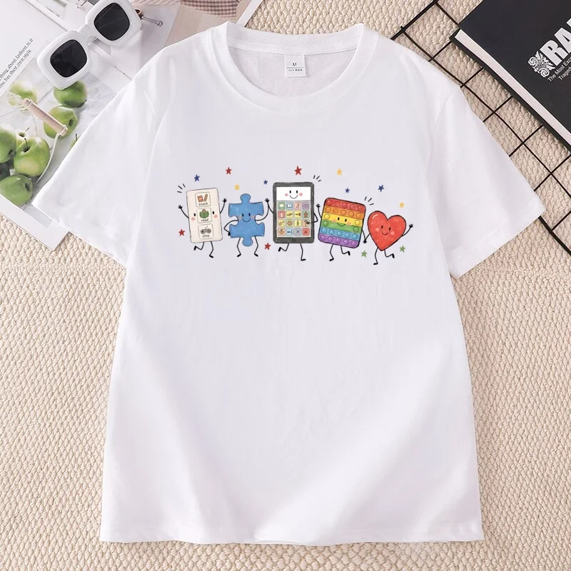 Autism Doodle Characters T Shirt SPED Teacher T-Shirt Casual Men Women Autism Mom Gift  Clothes Basic Clothing