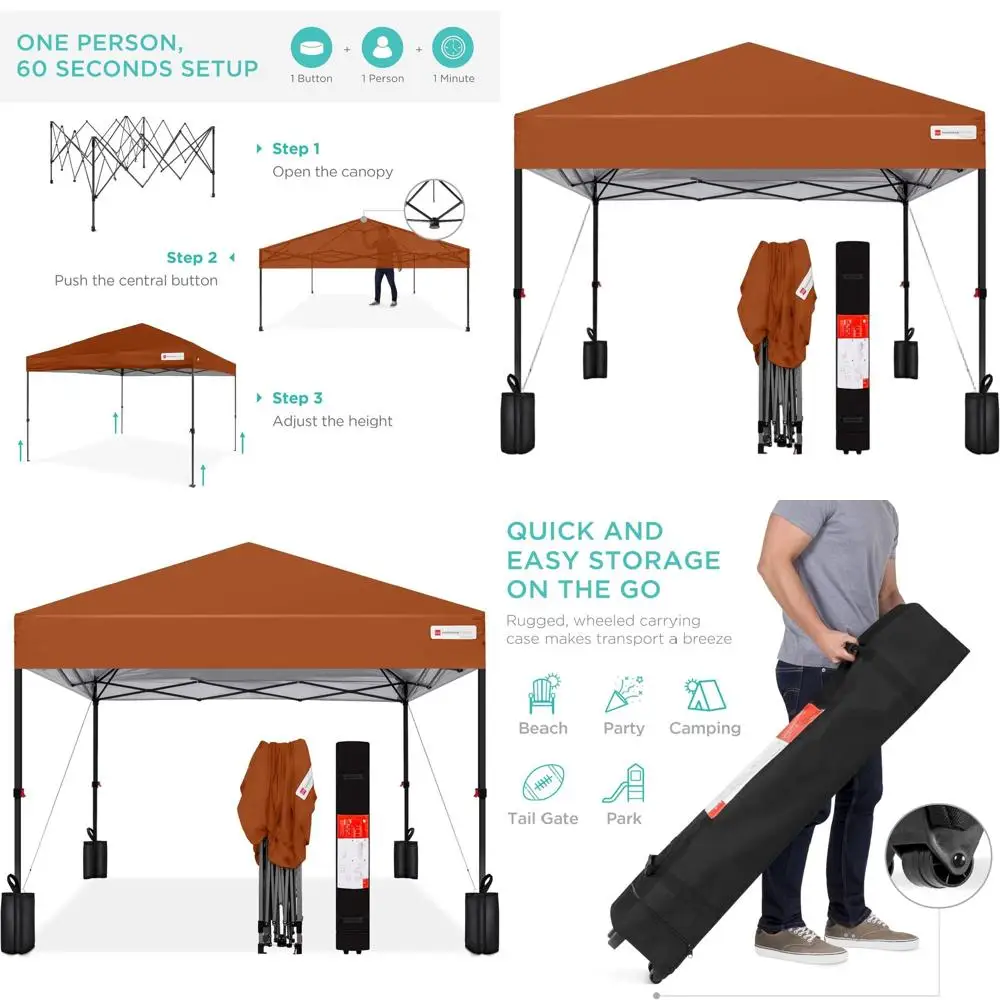 

Мгновенно устанавливаемый шатер-тент 3х3 м с установкой в один клик, сумкой для переноски и 4 утяжеляющими мешками - цвет ржавый