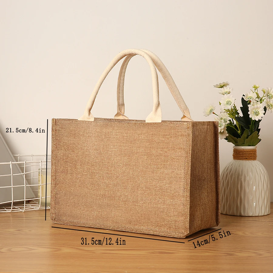 Jute bag with linen coating, hand-held shopping bag, lunch box, gift bag, storage bag, eco-friendly