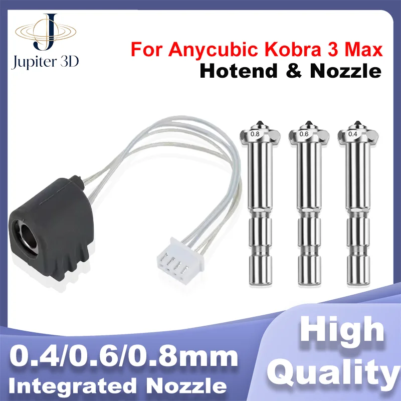 Upgraded Nozzle For Anycubic Kobra 3 Max throat Kobra 3 Max Combo Nozzle 0.4mm 0.6mm 0.8mm Fast Heating Hardened Nozzle 3D Parts