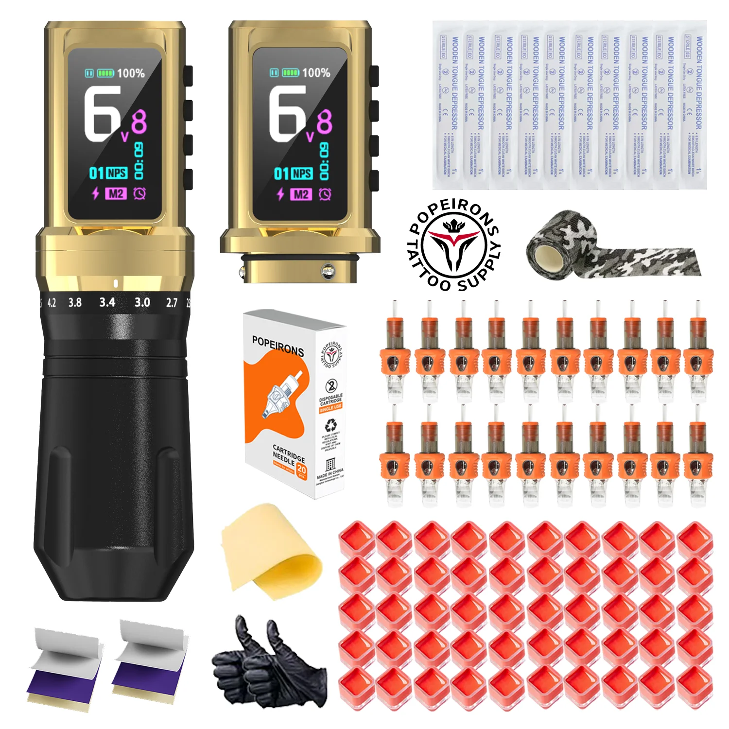 POPEIRONS wireless tattoo pen tattoo kit full set Pro X Brave tattoo machine wireless tattoo machine