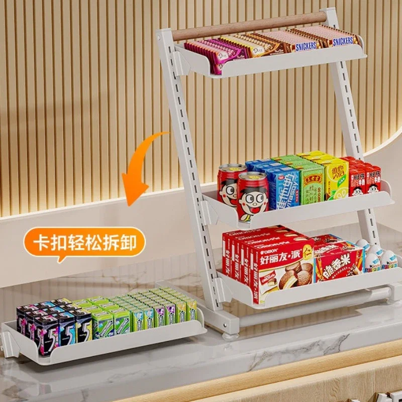 Minimalist Carbon Steel Storage Rack Tiered Countertop Shelf Commercial Bar Organizer Multi-Use Snack Display Stand for Shop