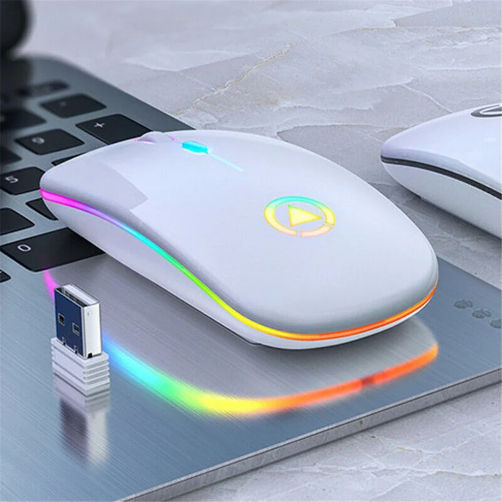 2024 New A2 Wireless Silent Charging Mouse RGB 1600dpi Lightweight Esports Gaming Mouse Office Laptop PC Gamer Accessories