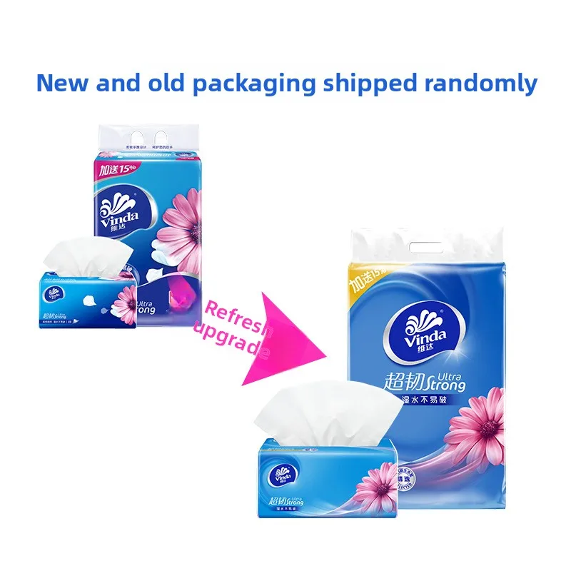 Vinda-papiertekening; Supersterk 3-laags; M maat 150 trekt 3 verpakkingen; Maandverband met specificaties voor gezichtsdoekjes; Dutje