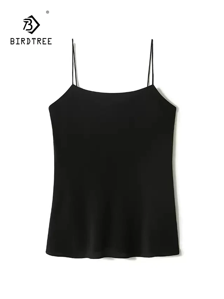 

BirdTree, 100%Mulberry Silk Camisole, Women Sleeveless Solid, Commute Versatile French Sling Bottom, 2024 Summer New T45433QC