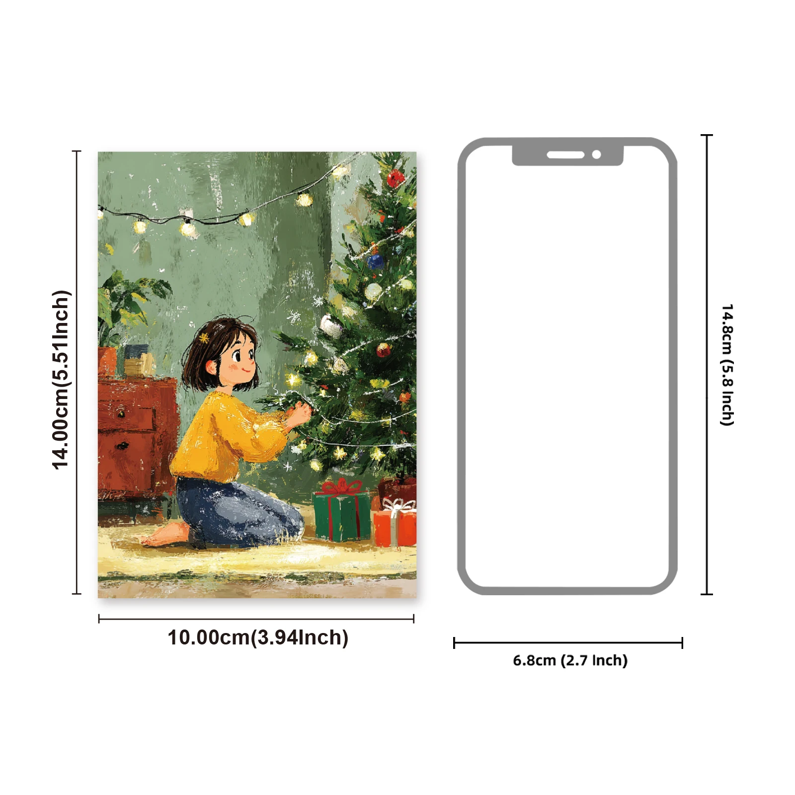 Etori Life 20Pcs Healing and Cozy Christmas Scene Material Paper with Girl and Cat Gift Patterns for Home Decoration, Suitable for Gift Box Packaging, Laptop, Phone Back Cover, Handbag, Photo Album, Diary, Sticker Book, Postcard and Envelope, Helmet and Bicycle, Scrapbook Supplies, Room Decoration, Christmas Stickers, Cycling Decals, Gifts for Friends