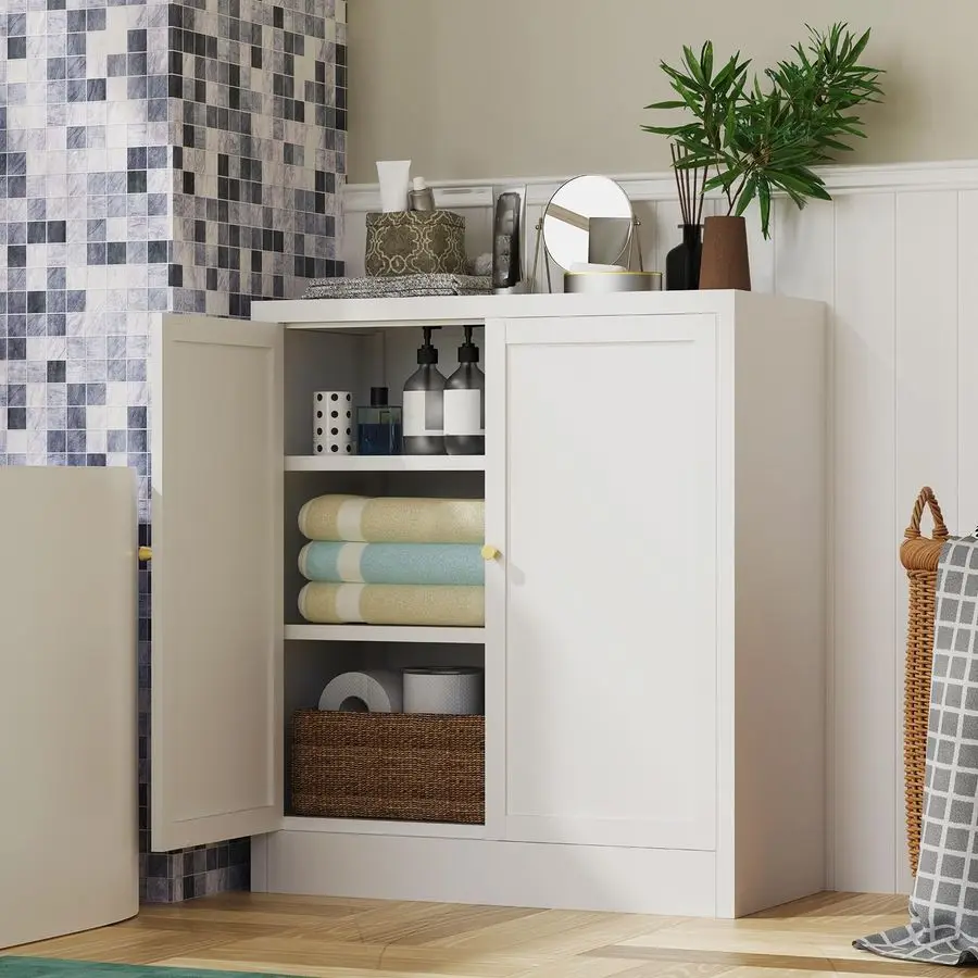 

Cabinet, Metal Bathroom Floor Organizers and Storage Cabinets, Freestanding Small Cabinet for Restroom, 3 Shlves HomeBathroomLiv