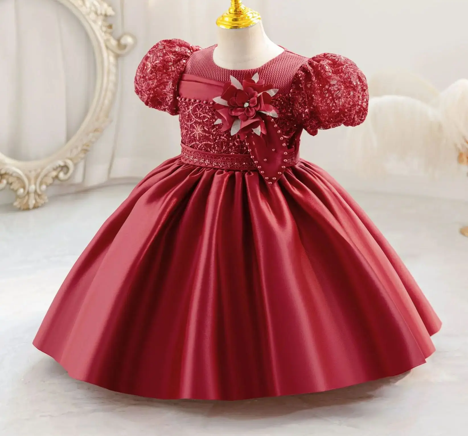 

Новое детское праздничное платье для девочек, праздничные платья с пышными рукавами для девочек, бальное платье, детская одежда на Рождество