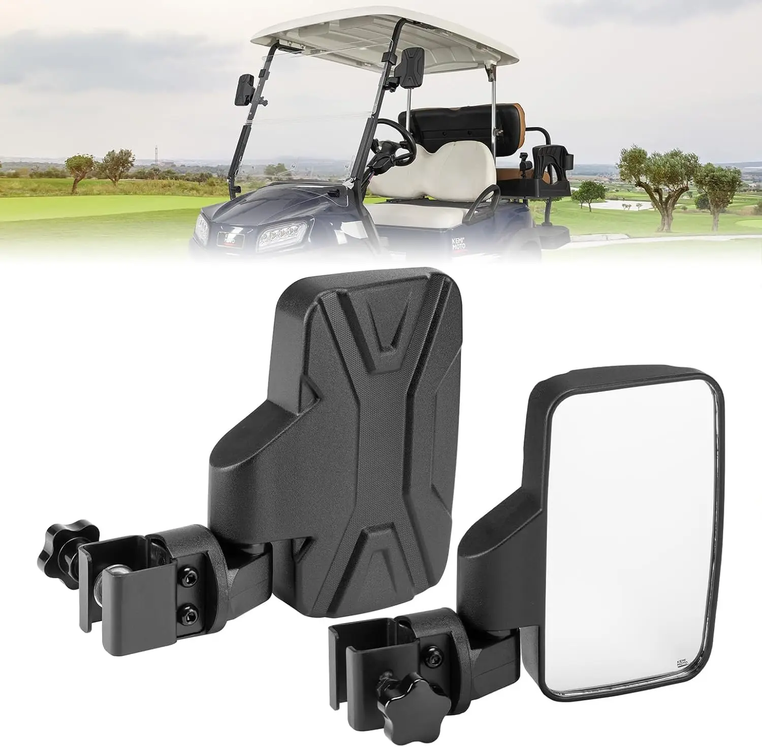 

1 пара боковых зеркал для гольф-каров для клубного автомобиля EZGO Yamaha, без сверления, HD-небьющиеся зеркала для гольф-каров, вид сбоку