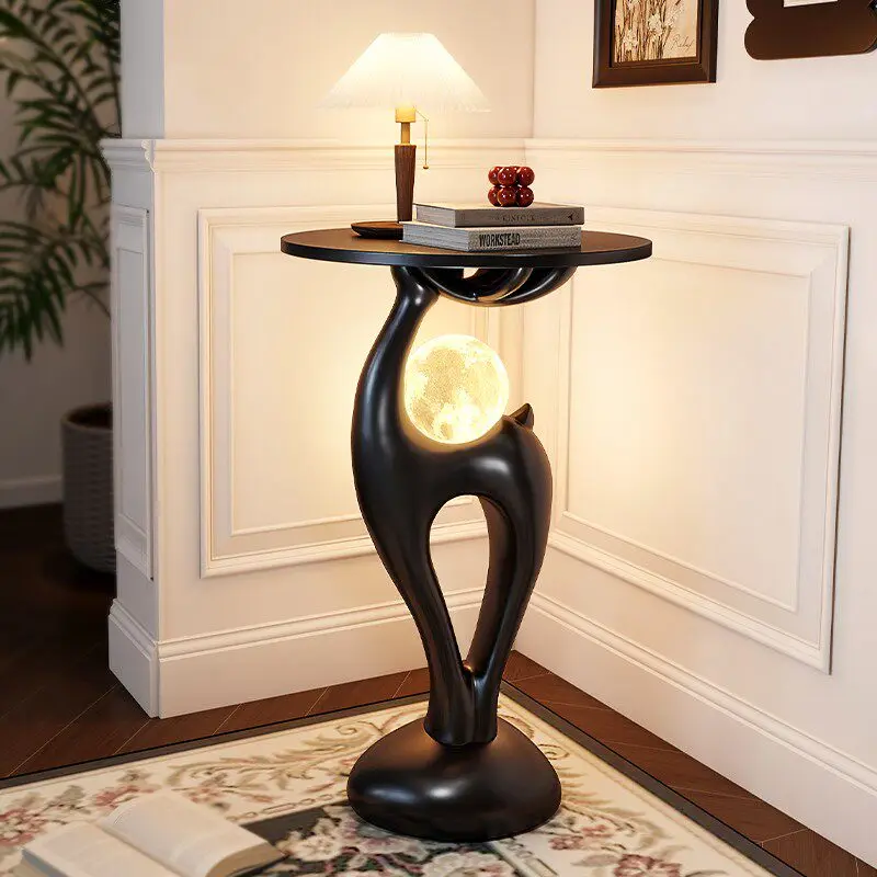 Cartoon Side Table, Three Color Light Art End Stand, Creamy Sofa Coffee Desk, Creative Nightstand for Bedroom Living Room