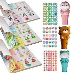 Stamp Stickers For Kids Waterproof Sticker Books Set With Stamp Sticker And Stamper Arts Crafts Fidget Toy Collectible Creative