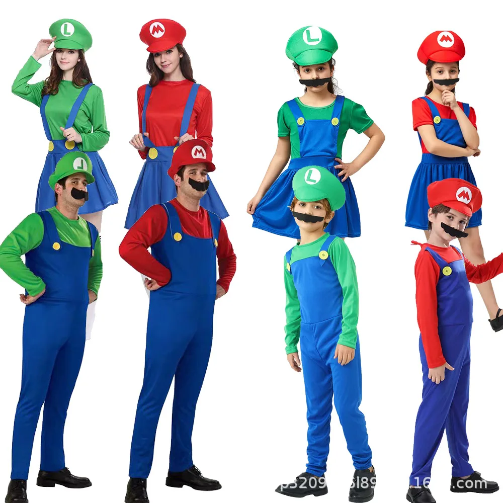 Disfraz de Super Mario Luigi para Cosplay, Mono de Halloween, Conjunto de Traje de Hermano, Ropa para Fiesta, Carnaval, Juego de Roles, Traje Musculoso