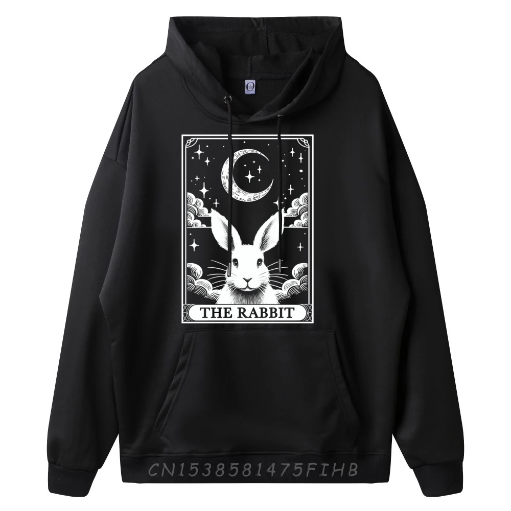 Hoodie polos pecinta hewan kelinci bulan sabit Vintage kartu Tarot tahan lama Sweater natal jalan murah