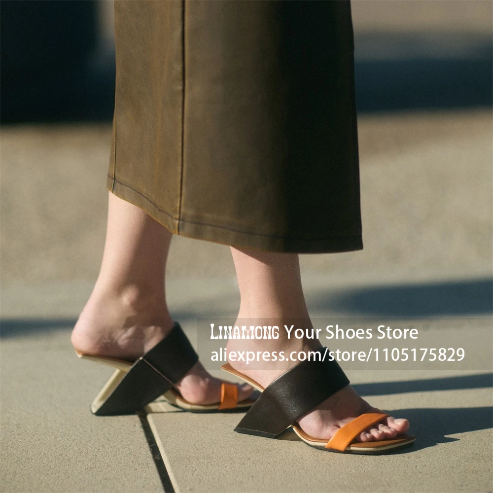 Avant Garde Designer Geometric Sculptural Heel Sandals Elastic Ankle Strap Square Open Toe Summer Dress Fashion Footwear