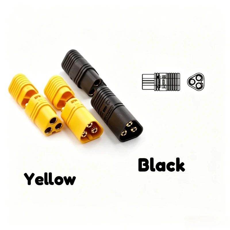 3Pin MT60 Male Female Plug Socket with Cap for Electric Vehicle Model Drone 35A Female Plug With Wire Lithium Battery Connector