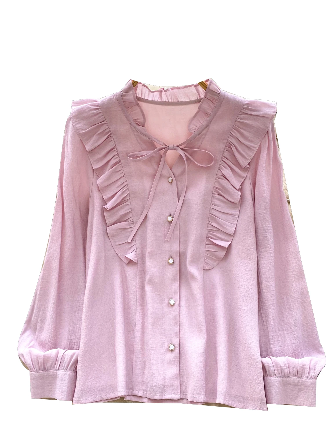 

Шикарный милый универсальный женский топ irt, осень 2023, новинка с поясом и одной пуговицей, длинный топ с рюшами, французский топ...