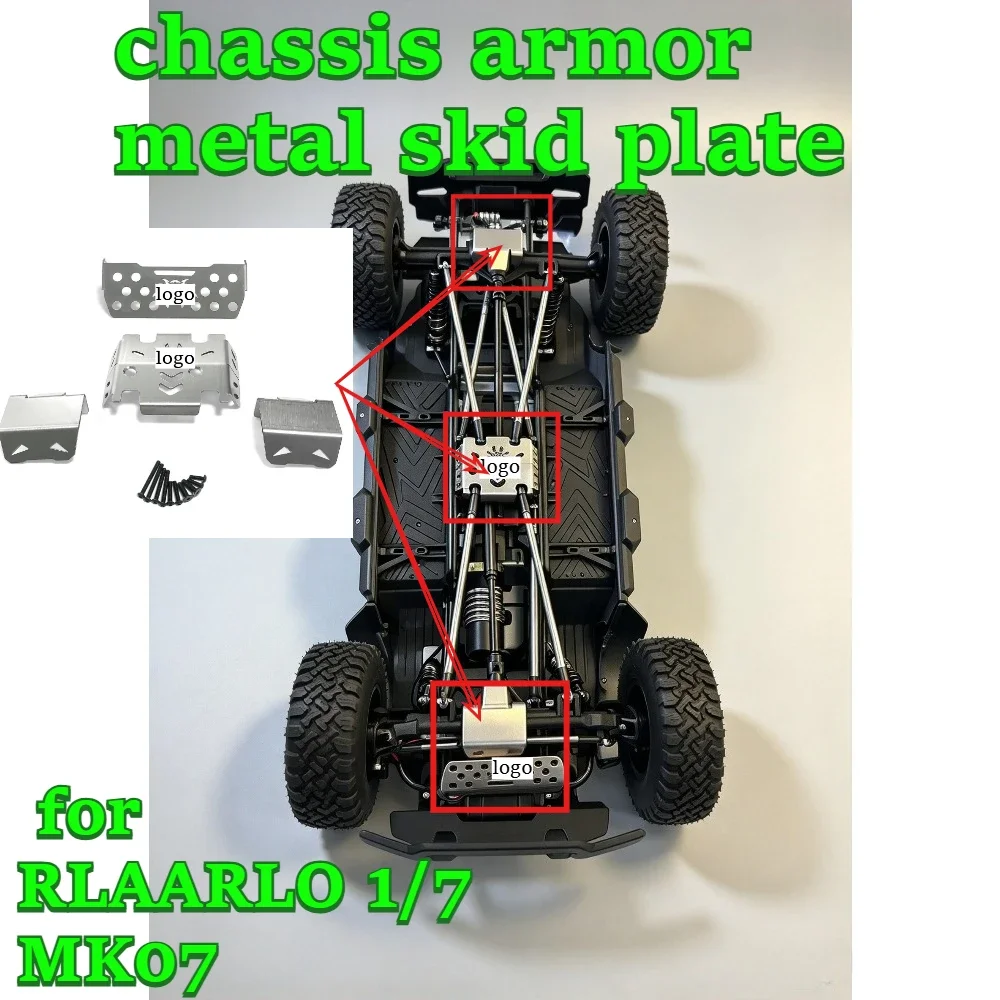 RC car upgrade racing chassis armor metal skid plate upgrade fitting for RLAARLO 1/7 MK07 custom size replacement accessories