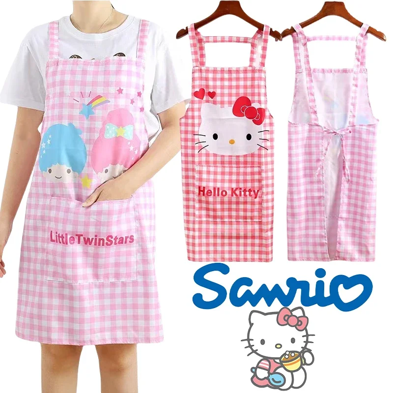 Sanrio Hello Kitty Adult Apron Cartoon Kitchen Home Cleaning Sanitation Cloth Apron Large Cooking Waist Skirt Sleeveless Apron