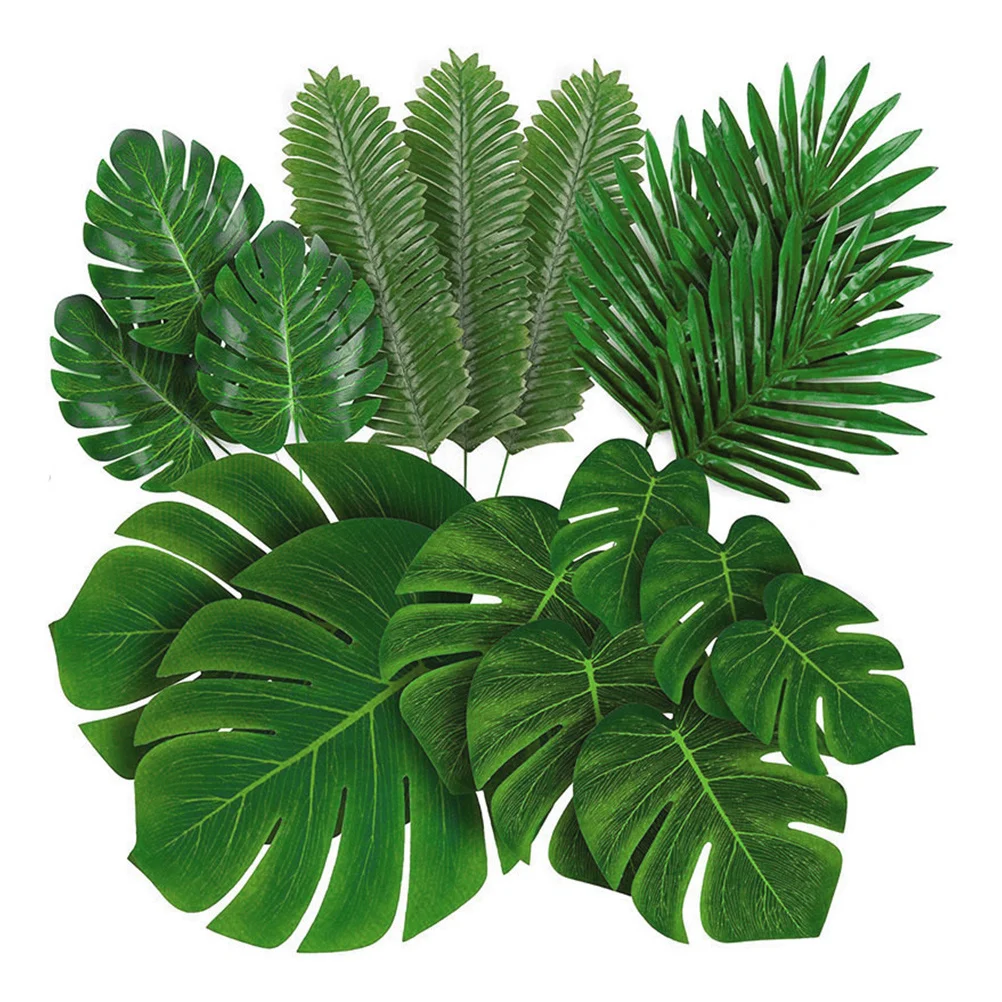 60 قطعة أوراق Monstera الاصطناعية أوراق الزخرفية للمنزل حفلة الاستوائية موضوع Diy بها بنفسك أوراق وهمية محاكاة ورقة الزينة