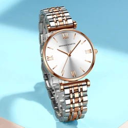 2024 New Women's Leisure Watch Top Brand Hanna Martin Japanese Movement Stainless Steel Fashion Roman Scale Women's Quartz Watch