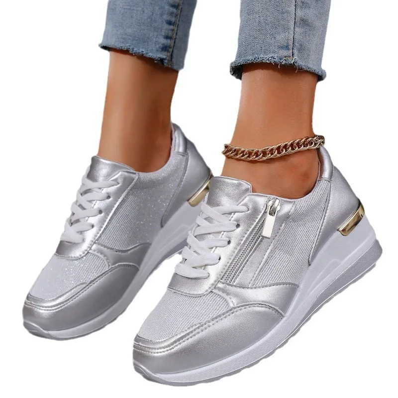 

Comfortable Large Size Platform Side Zipper Women's Shoes Soft Bottom Casual Autumn New Style Outdoor Wear Rubber Outsole
