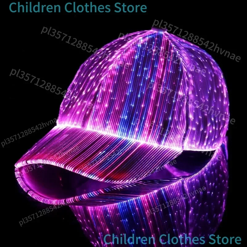 Gorra con sombrilla emisora de luz LED de fibra óptica con cambio de 7 colores, gorra de béisbol para Bar, baile nocturno, correr, sombrero Flash de Hip-hop para Halloween