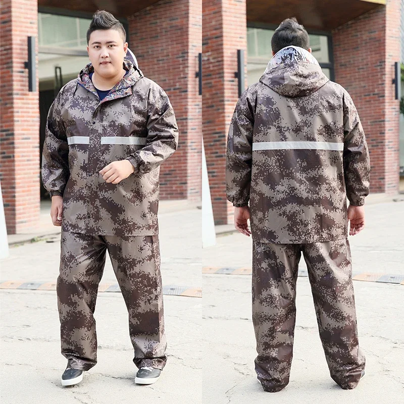 Plus Size Raincoat Rain Pants MenLarge-sized Rain Gear Reflective Strip Oversized Rain Jacket Ride Rainwear Full-figured Poncho
