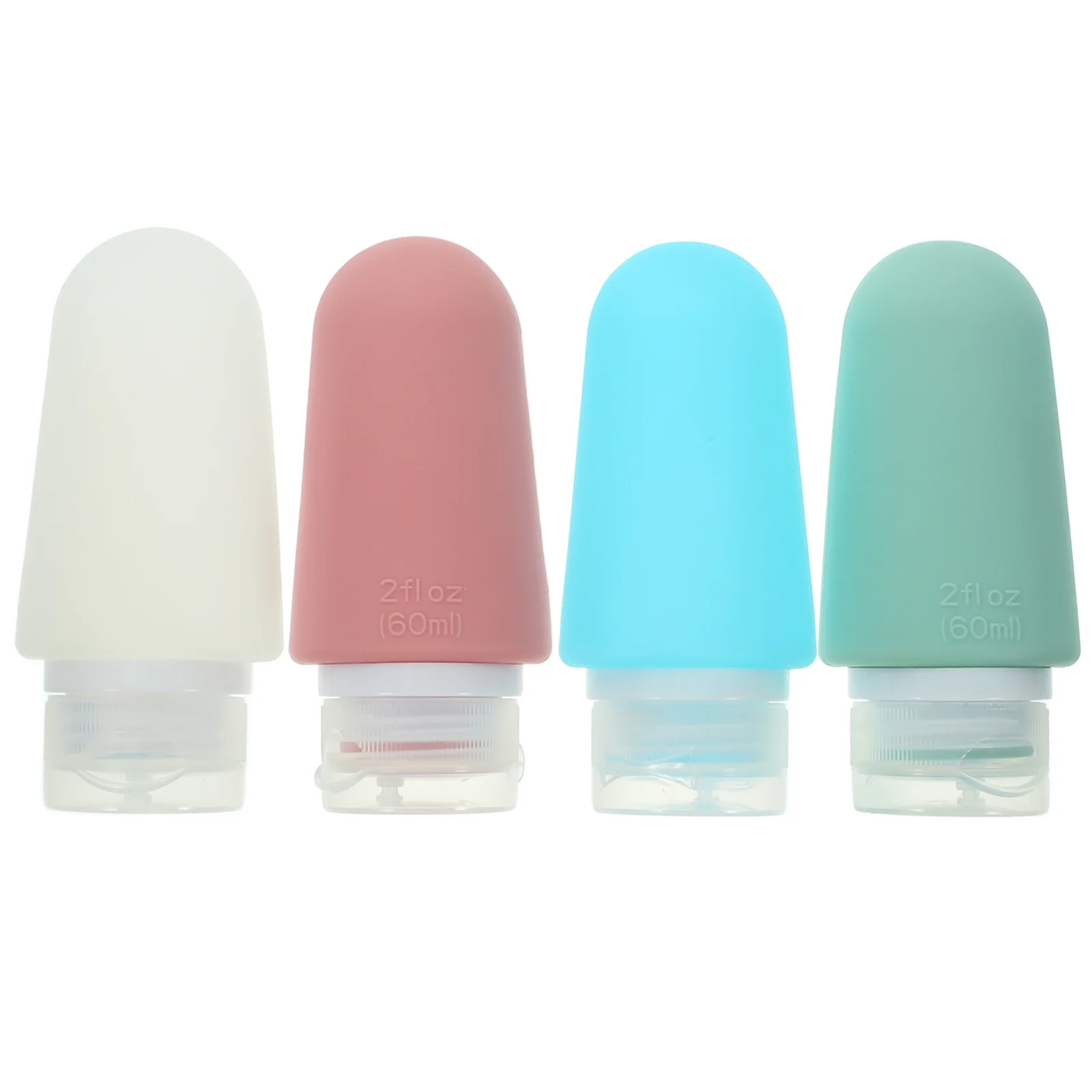 

4 Pcs Silicone Travel Bottles Empty Tubes Containers Lightweight Compact Portable Refillable Squeeze Bottle Set Lotion Shampoo
